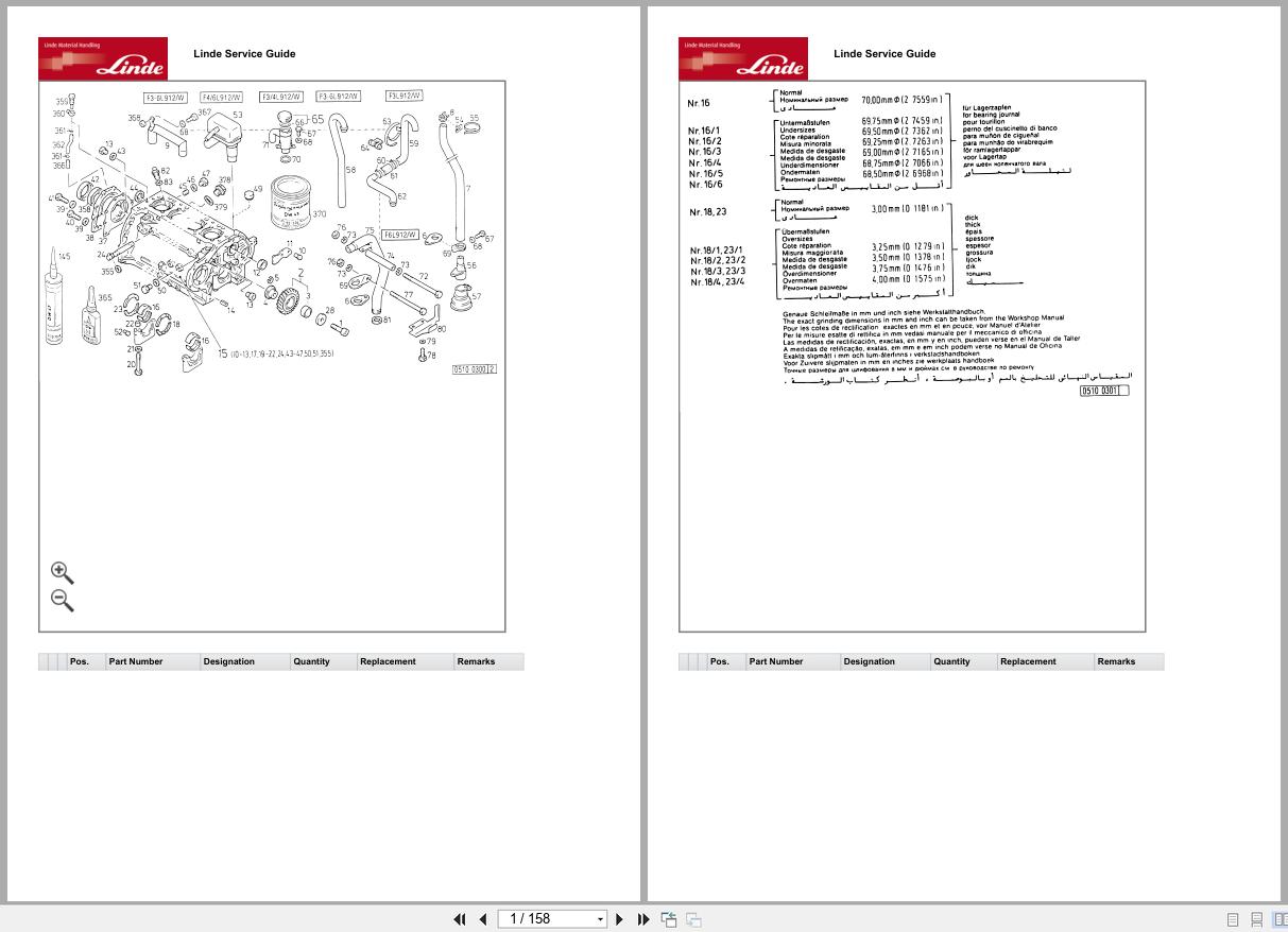 Linde Forklift H320 H320 01 H50 H60 H70 H80 Parts Catalog (1)