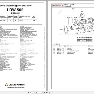 Lombardini Engine LDW 502 K 6B6062 Spare Part Table 2007 EN IT (1)