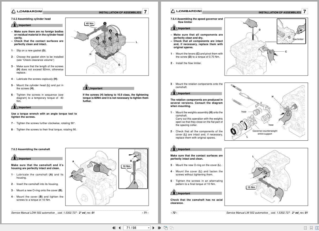 Lombardini Engine LDW502 Service Manual 1.5302.727 (2)