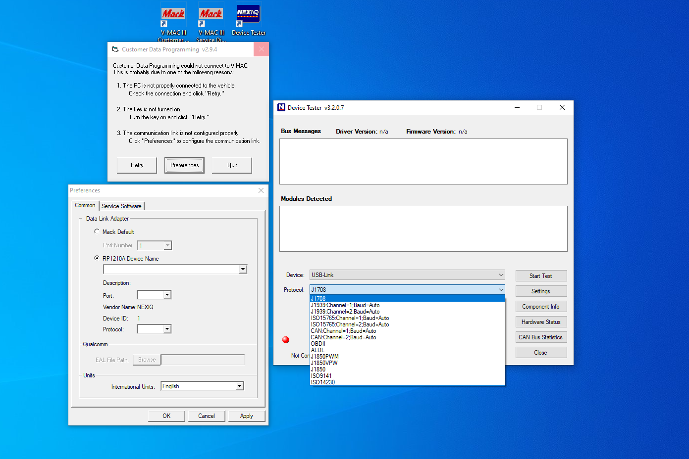 MACK V MAC III Customer Data Programming Service Diagnostics 2.09.0004 4
