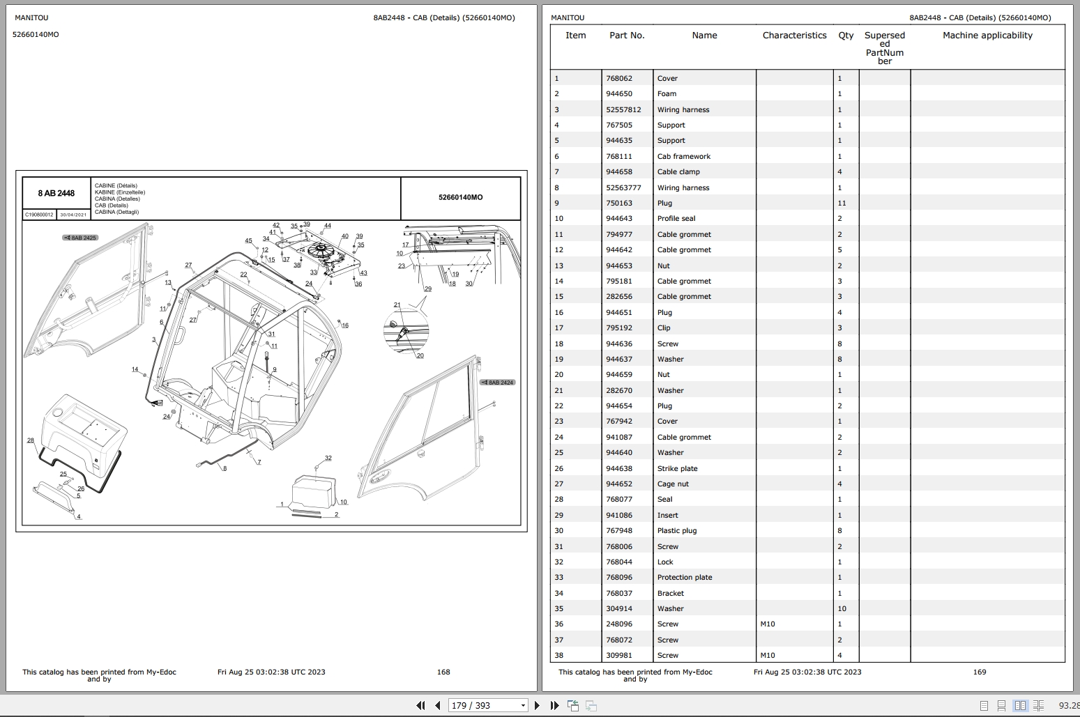 Manitou Forklift MC 30 4 D K ST3A S1 To MSI 35 D K STA3A S5 Genuine Parts Catalog 647690 2023 (2)