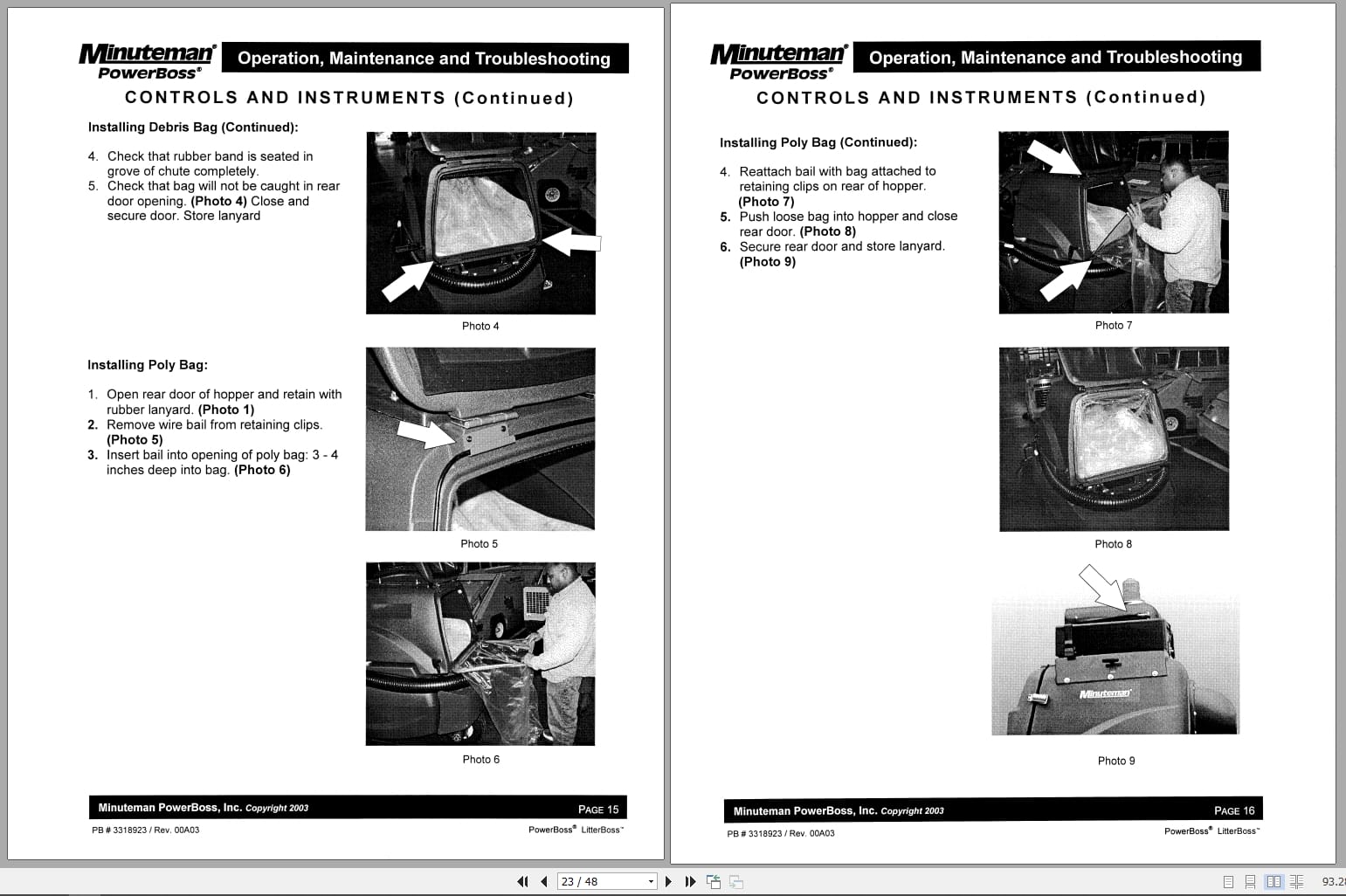 Mineteman Sweeper LitterBoss Operation Maintenance Troubleshooting Parts Manual 3318923 2000 (2)