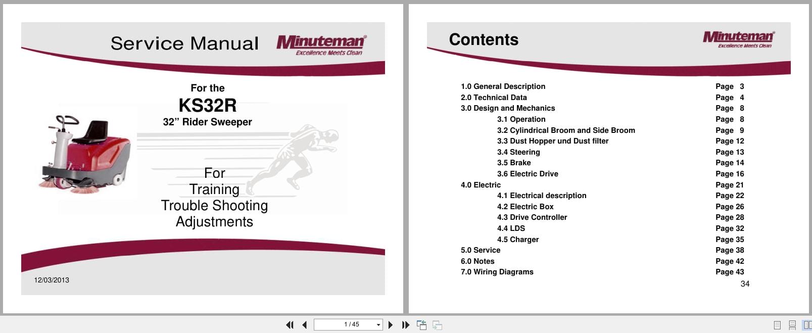 Minuteman 32Inch Rider Sweeper KS32R Service Manual Wiring Diagram 2013 (1)