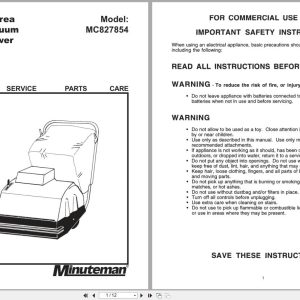 Minuteman 724 Carpet Vacuum MC827854 Operation Service Parts Care 987838 (1)