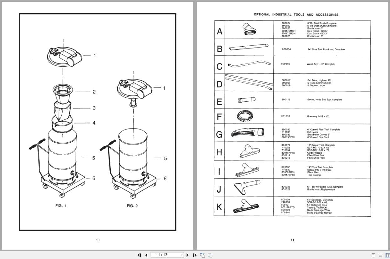 Minuteman Air Operated Vacuum 700 Series Operation Service Parts Care (3)
