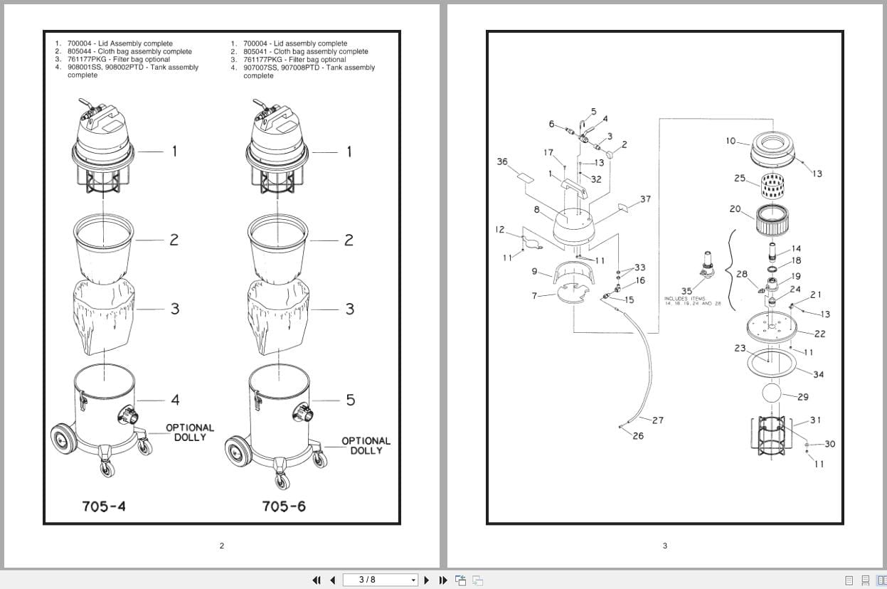 Minuteman Air Operated Vacuum 705 Series Operation Service Parts Care (2)