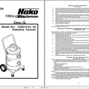 Minuteman Asbestos Vacuum C26015 01 C26015 03 Operation Service Parts Care (1)
