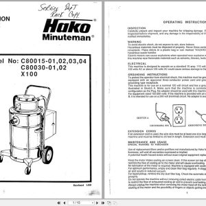 Minuteman Asbestos Vacuum C80015 01 To C80030 02 X100 Operation Service Parts Care (1)