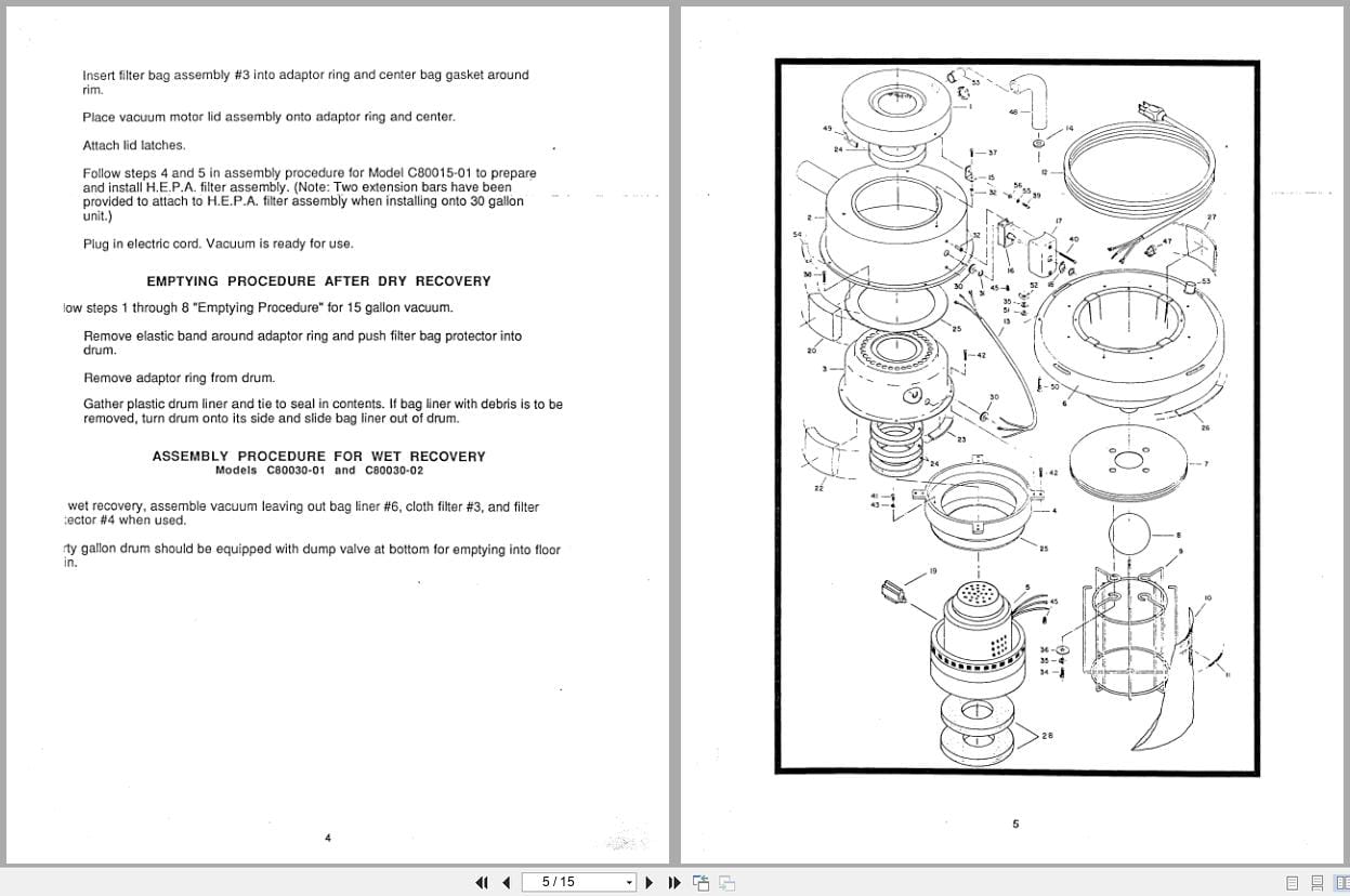 Minuteman Asbestos Vacuum C80015 01 To C80030 02 X100 Operation Service Parts Care (2)