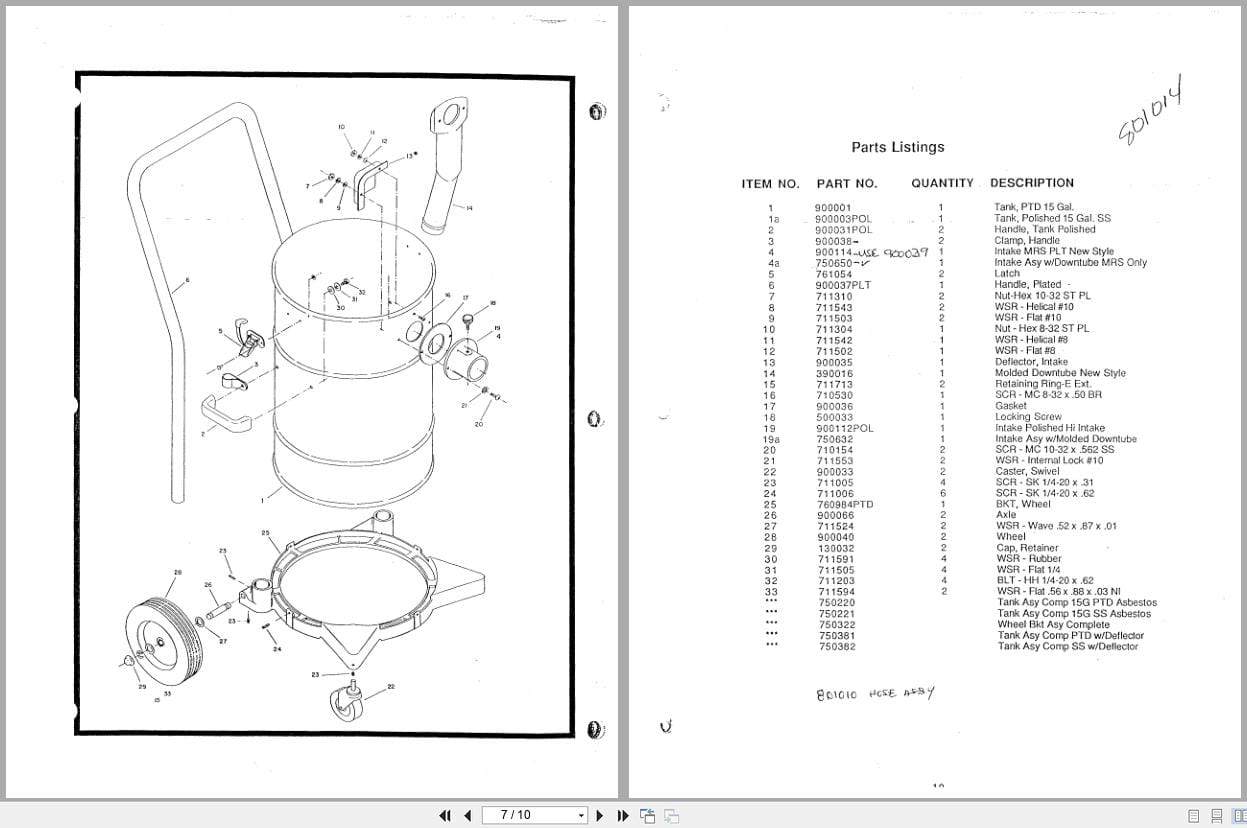 Minuteman Asbestos Vacuum C80315 Operation Service Parts (3)