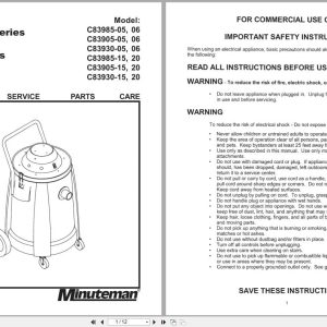 Minuteman Asbestos Vacuum C83985 05 To C83930 20 Operation Service Parts 987848 2000 (1)
