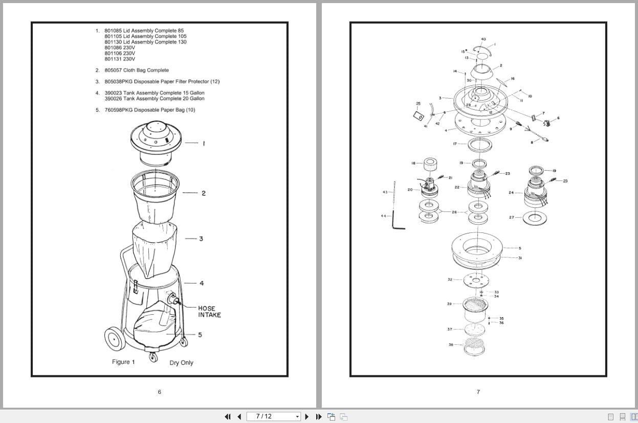 Minuteman Asbestos Vacuum C83985 05 To C83930 20 Operation Service Parts 987848 2000 (2)