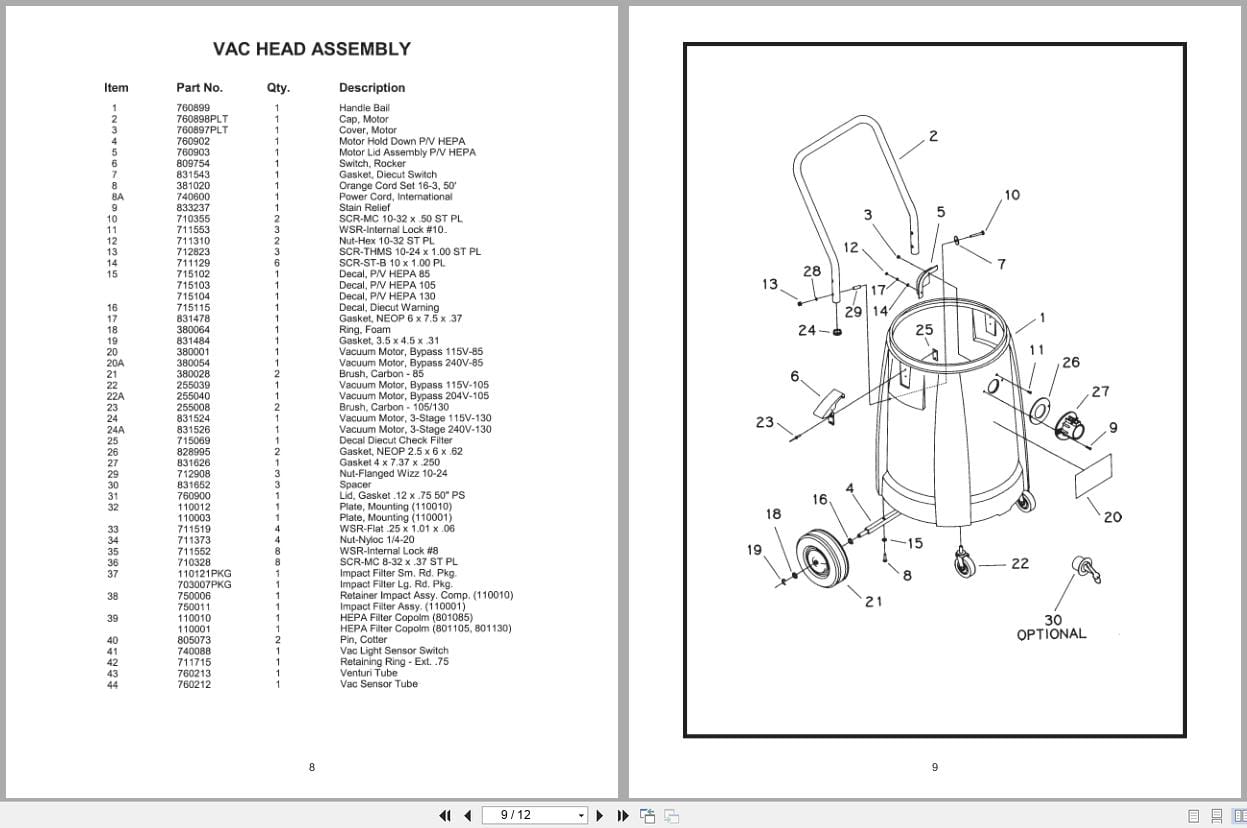 Minuteman Asbestos Vacuum C83985 05 To C83930 20 Operation Service Parts 987848 2000 (3)