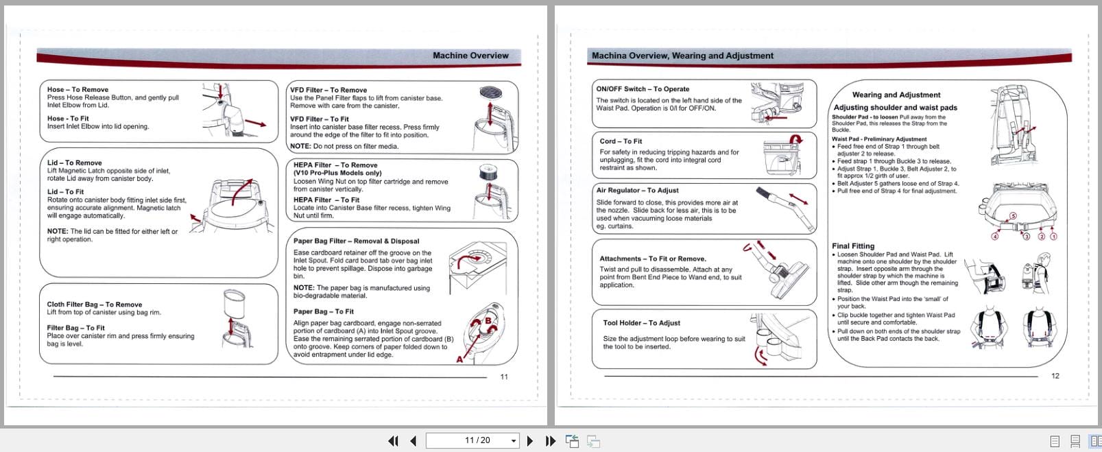Minuteman Back Back Vacuum V10115P V10115PP User Manual Parts Guide (3)