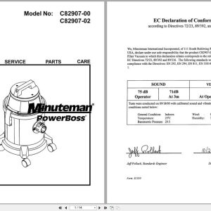 Minuteman Bio Haz Vacuum C82907 00 C82907 02 Operation Service Parts 987815 1 2004 (1)