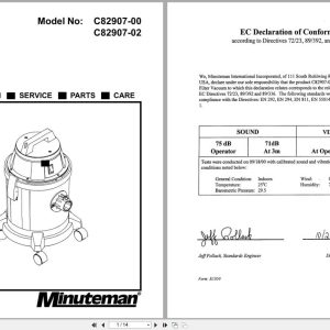 Minuteman Bio Haz Vacuum C82907 00 C82907 02 Operation Service Parts Care (1)