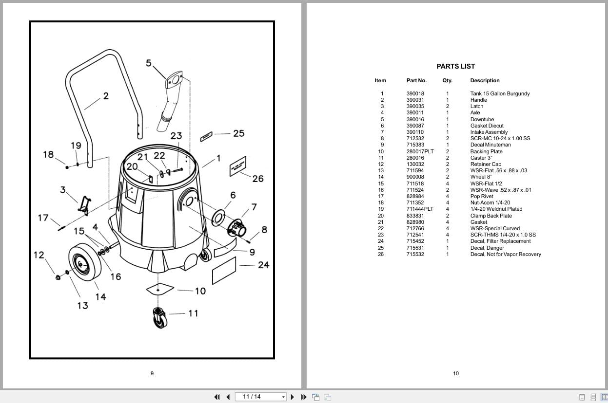 Minuteman Bio Haz Vacuum C82917 00 C82917 02 Operation Service Parts 987209 1 2002 (3)