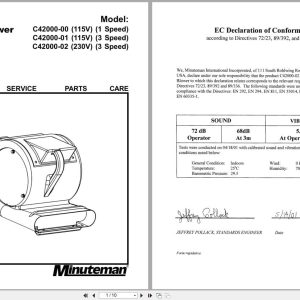Minuteman Blower C42000 00 C42000 01 C42000 02 Operation Service Parts Care 999229 2002 (1)