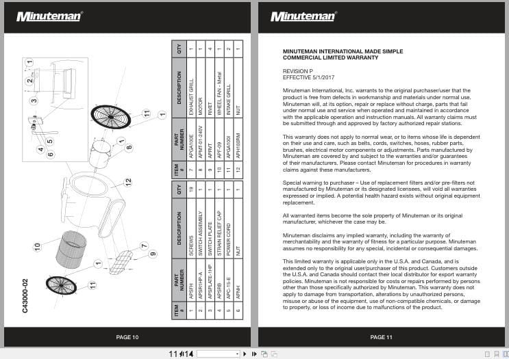 Minuteman Blower C43000 02 AD100 230V User Manual 022818 (2)