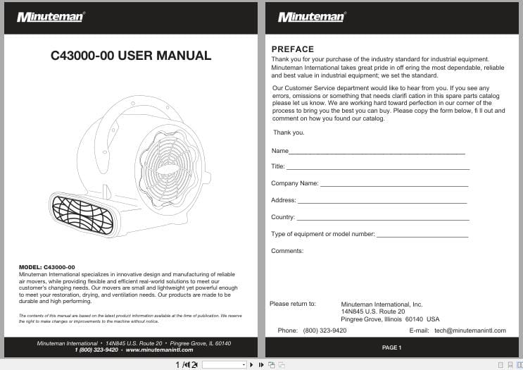 Minuteman Blower C43000 03 A3S User Manual (1)