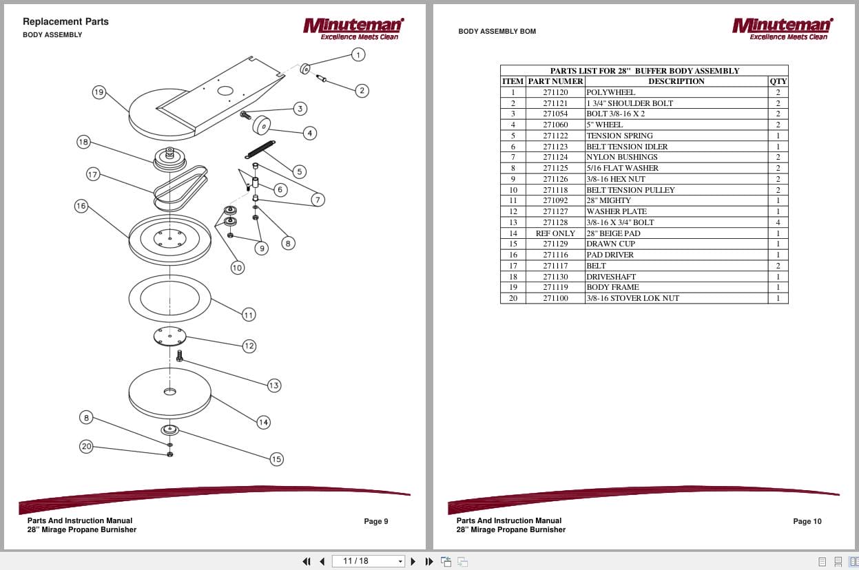 Minuteman Burnisher 28Inch M220028K13H Parts Instruction Manual 999379 2010 (2)