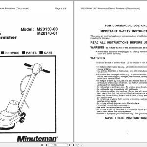 Minuteman Burnisher M20150 00 M20140 01 Operation Service Parts Care 986171 (1)