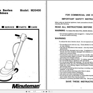 Minuteman Burnisher M20400 Operation Service Parts Care (1)