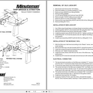 Minuteman Burnisher M220021 To M220028N20 Operation Service Parts Manual (1)