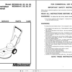 Minuteman Burnisher M2300 Series Operation Service Parts Care (1)