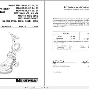 Minuteman Burnisher M2400 Service Operation Parts Manual (1)