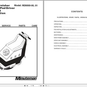 Minuteman Burnisher M26000 00 M26000 01 Operation Service Parts Manual 986711 (1)