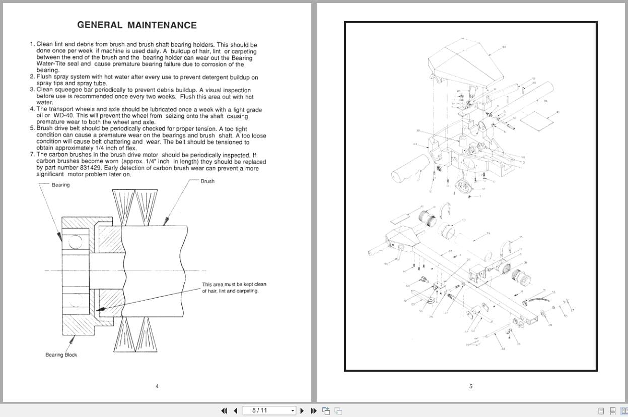 Minuteman Carpet Extractor 829601 115V 831700 240V Operation Service Parts Care 985601 (2)