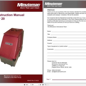 Minuteman Carpet Extractor Ambassador 20 C8420 115 C8420 240 Service Operation Parts (1)