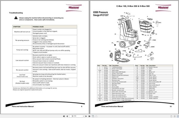 Minuteman Carpet Extractor C-Box 100 H-Box 200 500 Parts Instruction Manual 988744 2013 Minuteman Carpet Extractor C Box 100 H Box 200 500 Parts Instruction Manual 988744 2013 (3)