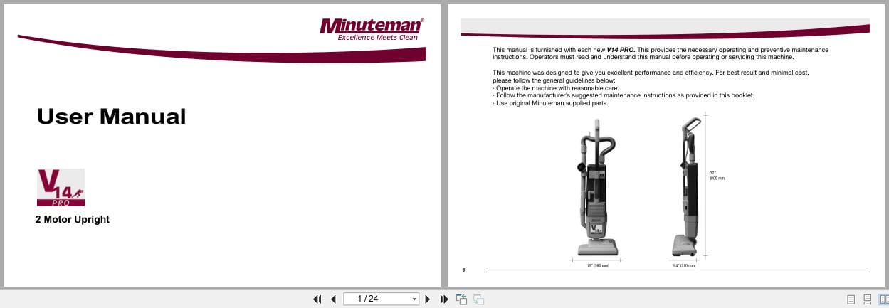 Minuteman Carpet Extractor V14 Pro V14115P User Manual (1)