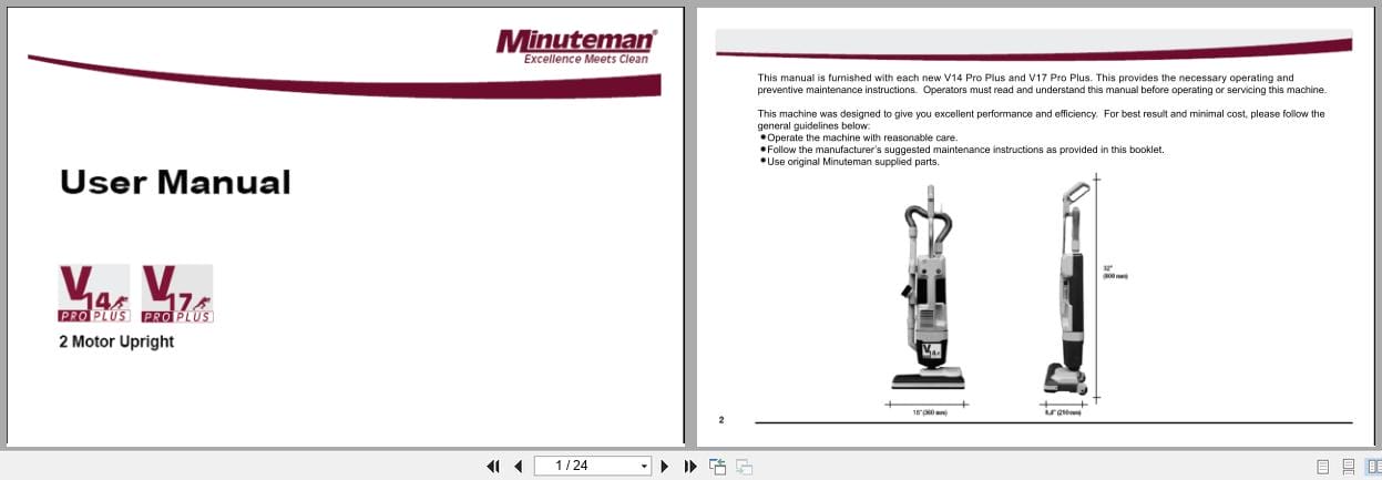 Minuteman Carpet Extractor V14 V17 Pro Plus V14115PP V17115PP User Manual (1)
