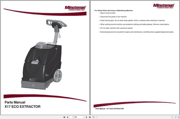 Minuteman Carpet Extractor X17 Eco Series User Parts Manual Wiring Diagram (1)