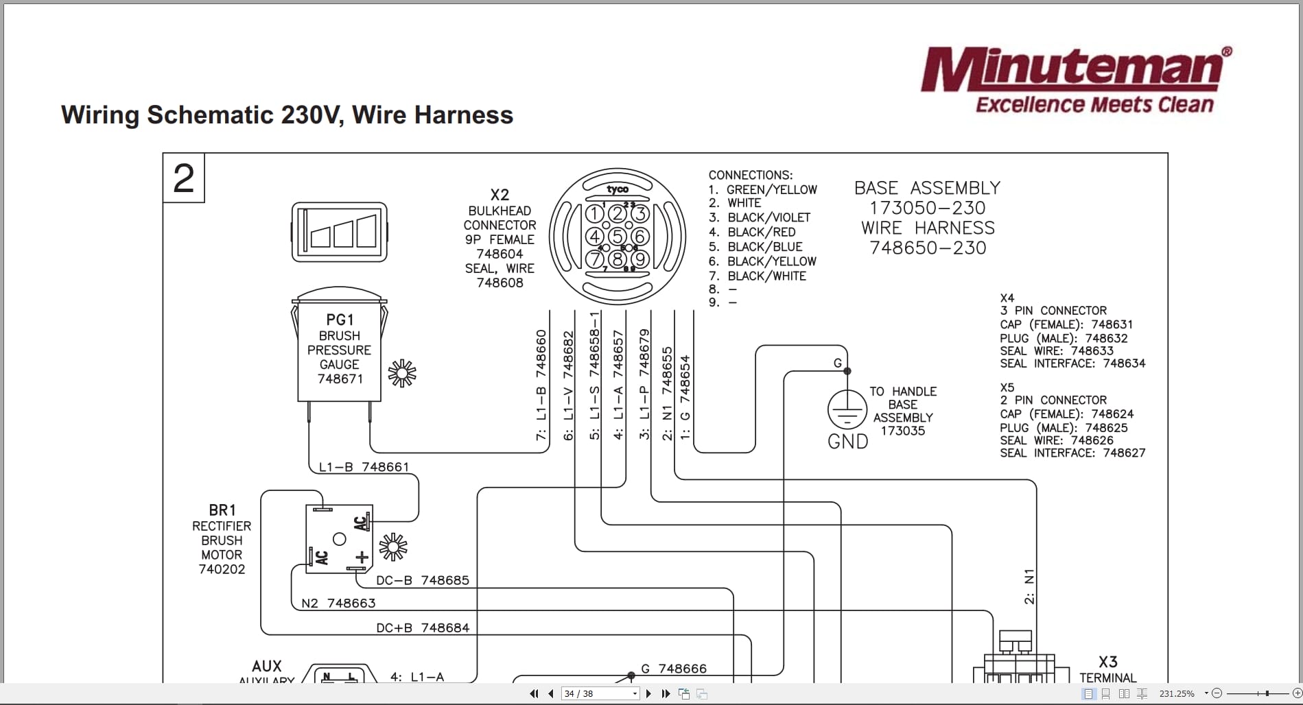 Minuteman Carpet Extractor X17 ECO Series User Parts Manual Wiring Diagram (4)
