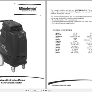Minuteman Carpet Extractors EX12 Parts Instruction Manual (1)