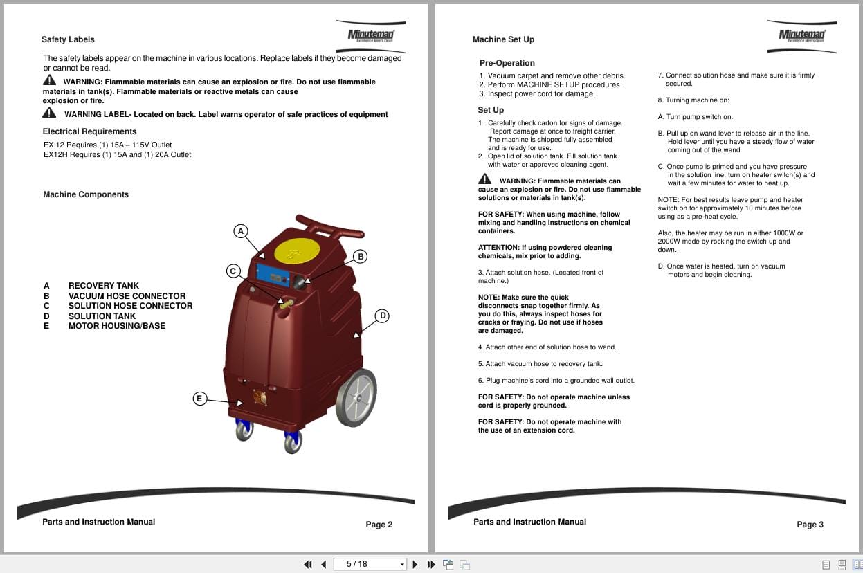 Minuteman Carpet Extractors EX12 Parts Instruction Manual (2)