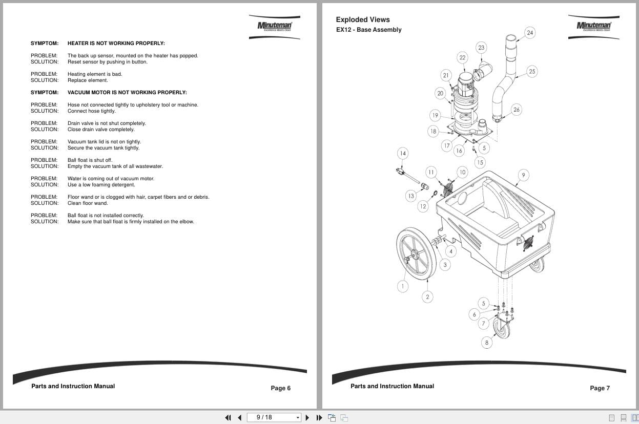 Minuteman Carpet Extractors EX12 Parts Instruction Manual (3)