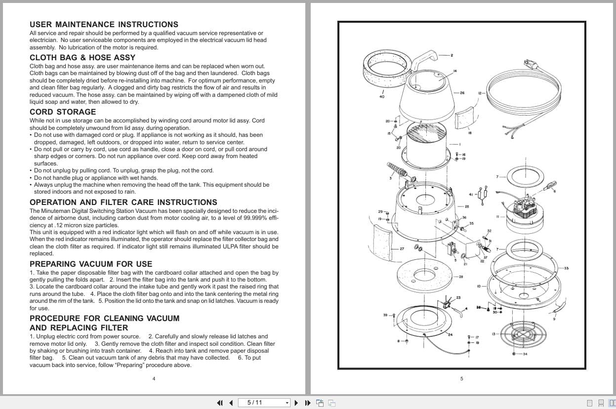 Minuteman Clean Room Vacuum CRV Series Operation Service Parts Care (2)