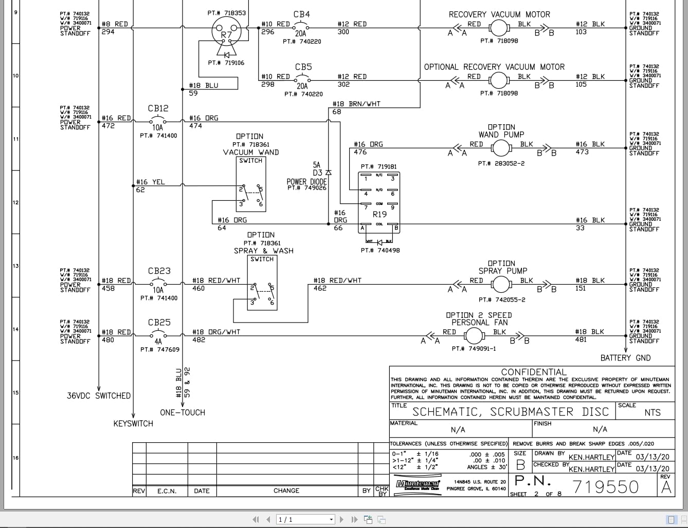 Minuteman Disc Sweeper Scrubmaster Electrical Schematic 719550 (2)