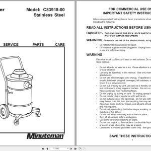 Minuteman Filter Vacuum C83918 00 Stainless Steel Operation Service Parts Care 987846 2 2002 (1)