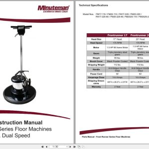 Minuteman Floor Machines 17 20 DS Parts And Instruction Manual 988701 2016 (1)