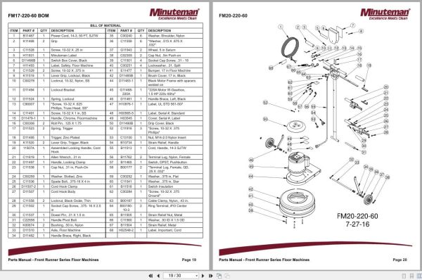 Minuteman Floor Machines 17 20 Ds Parts And Instruction Manual 988701 2016 (2)