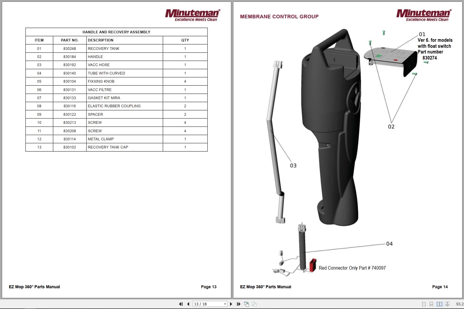 Minuteman Floor Machines EZ Mop 360 User Parts Manual (2)
