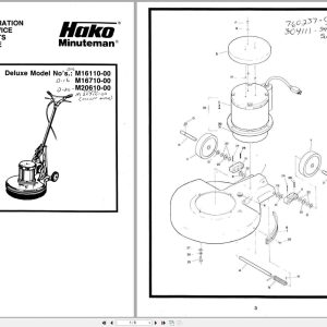 Minuteman Floor Machines M16110 M20710 M20610 Operation Service Parts Care 986502 (1)