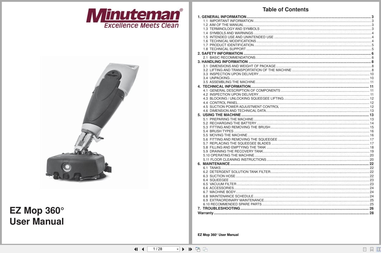 Minuteman Floor Scrubber EZ Mop 360 User Manual 988765UM 2018 (1)