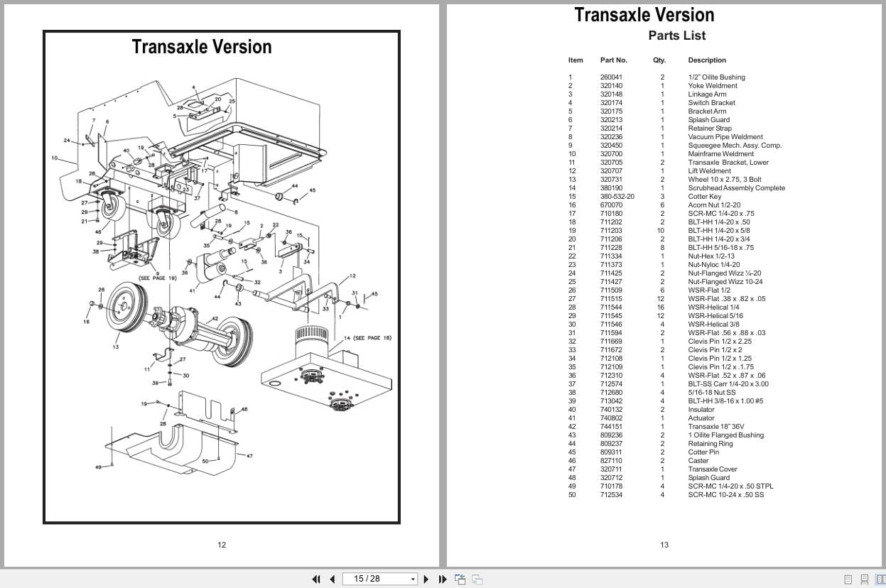 Minuteman Floor Scrubber Traction Driven 380 MC38036COM MC38036COMCE Operation Parts Service Care 987612 2002 (2)
